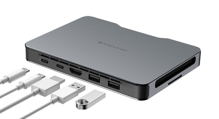 Arrière : 1x Thunderbolt 4 (40 Gbps), 1x USB4 (40 Gbps), 1x HDMI 2.0 (18 Gbps), 2x USB-A 3.2 Gen2 (10 Gpbs) (source : Khadas)