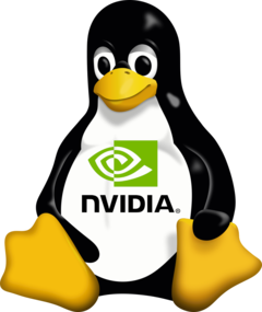 Les pilotes Nvidia sous Linux utilisent désormais par défaut des modules open-source du noyau GPU. (Source de l&#039;image : logo Nvidia et Tux, Wikimedia Commons)