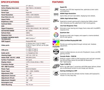 MSI MAG 274QRF QD E2 : Spécifications