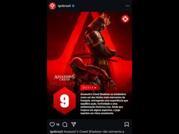 Assassin's Creed Shadows IGN Brasil review leak (Image source : screenshot, Assassin's Creed subreddit)