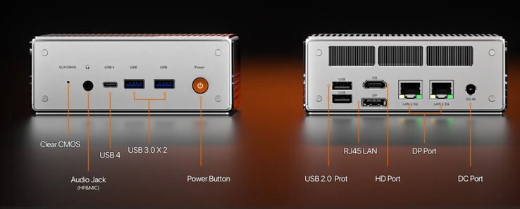 Le mini PC HO4 de Peladn est doté d'un grand nombre de ports. (Source de l'image : Peladn)