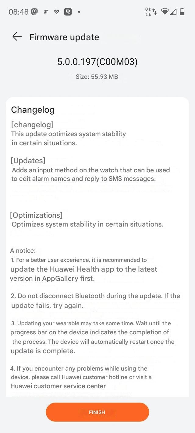 La mise à jour 5.0.0.197 de la Huawei Watch D2. (Source de l'image : u/Kubiac6666 via Reddit, traduit avec Google Translate)