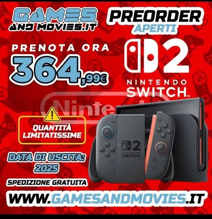 Promotion de GamesandMovies.it pour la précommande de la Nintendo Switch 2 (Image source : GamesandMovies.it)