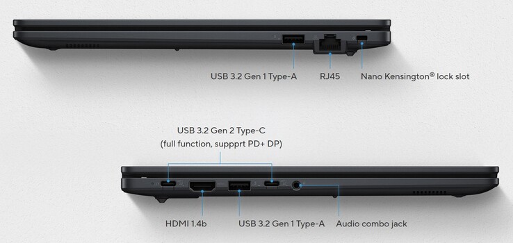 Les connexions externes de l'Asus ExpertBook B1 (source : Asus)