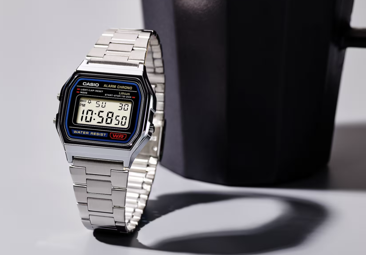 La montre-bracelet Casio A158WA-1. (Source de l'image : Casio)