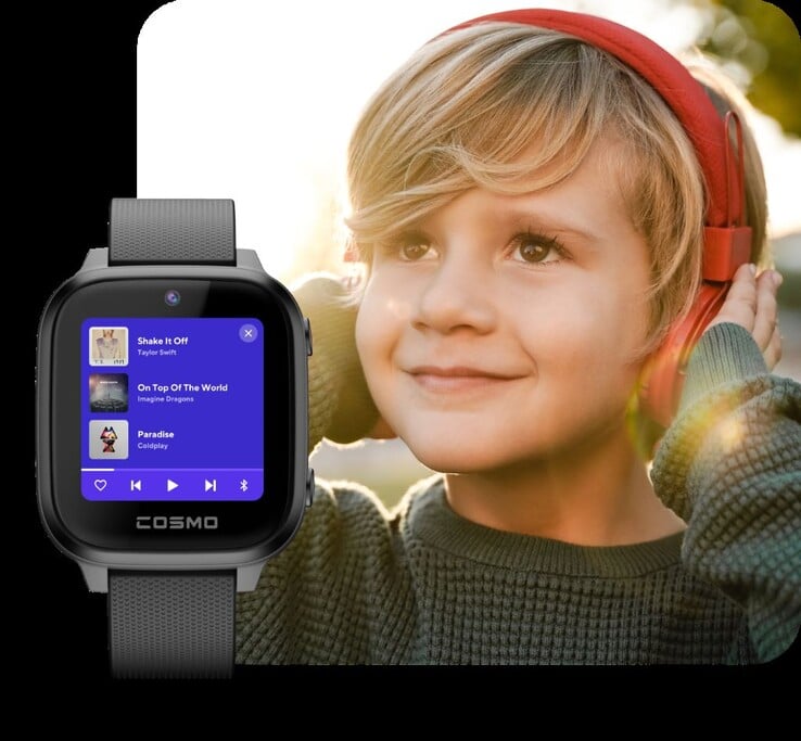 Les enfants ne peuvent écouter que de la musique familiale avec Spotify Kids sur leurs smartwatches JrTrack 4. (Source de l'image : Cosmo Technologies)