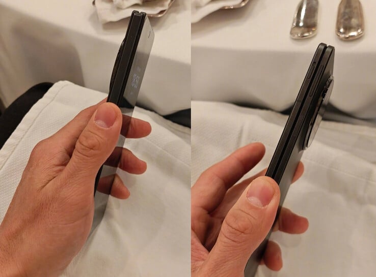 L'appareil photo du OnePlus Open 2 et l'écran plat du téléphone (Image source : 陈震同学)