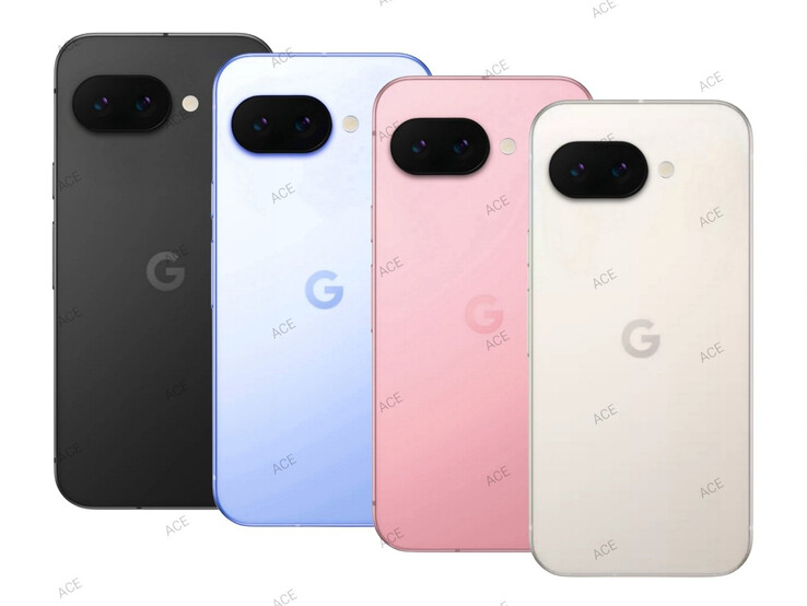 Une approximation du Pixel 9a dans ses quatre options de couleur de lancement. (Source de l'image : @ACE100xd)