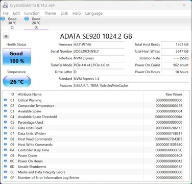 ADATA SE920 fonctionne avec PCIe 4.0 x4