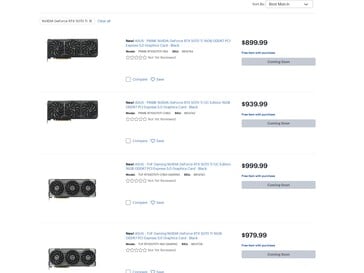 Les prix de la RTX 5070 Ti de Best Buy sont indiqués (Source de l'image : Capture d'écran, Best Buy)