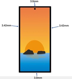 Graphique non officiel de la face avant du Samsung Galaxy S24 Ultra (Source : Ice universe)