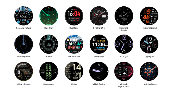 Exemples de cadrans de montre utilisant le nouveau format de cadran de montre. (Source de l'image : Google)