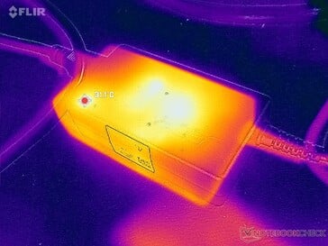 L'adaptateur CA atteint plus de 31°C en charge