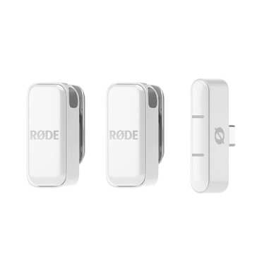 Le Wireless Micro est disponible en noir ou en blanc, avec un connecteur USB-C ou Lightning (Image source : Rode)