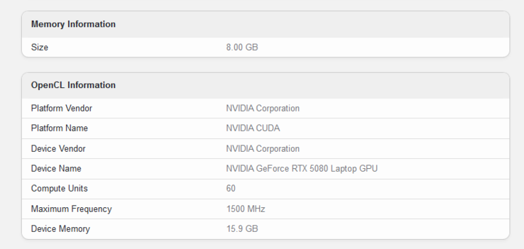 Nvidia GeForce RTX 5080 Geekbench listing (source d'image : Geekbench)