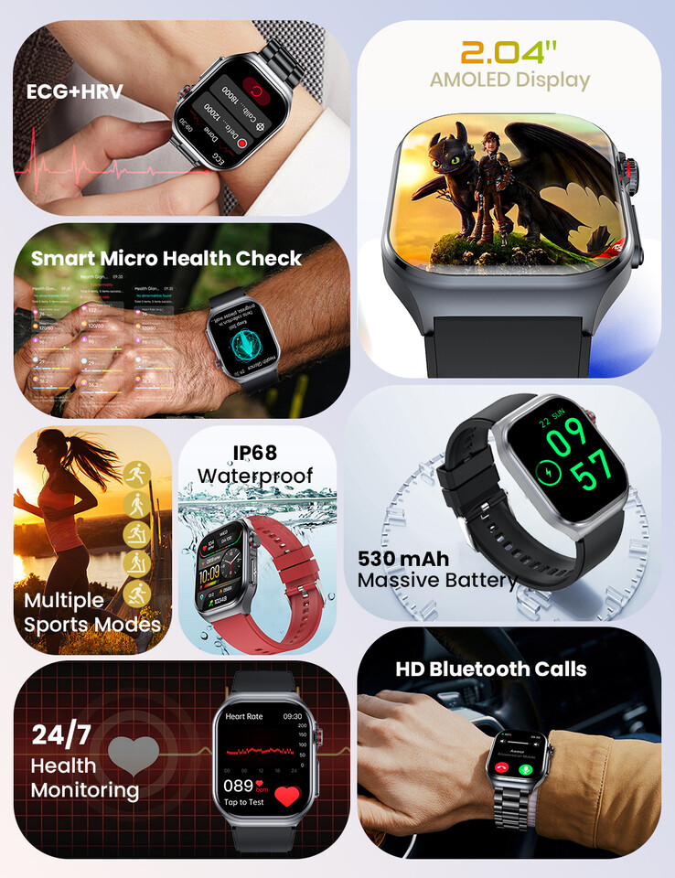 Caractéristiques principales de la smartwatch Rollme X3 (Image source : Rollme)