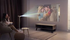 Le LG PF600U combine des haut-parleurs, une lampe d&#039;ambiance et un projecteur à résolution FHD en un seul appareil. (Source de l&#039;image : LG) 