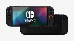 Les rendus de la Nintendo Switch 2 ayant fait l&#039;objet d&#039;une fuite révèlent un écran beaucoup plus grand que celui de son prédécesseur. (Source de l&#039;image : 91Mobiles &amp;amp; OnLeaks)