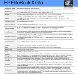 HP EliteBook X G1a : Spécifications