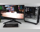 Un PC de jeu économique équipé d'un Intel Arc A380 et d'une Nvidia RTX 3060 exécutant Cyberpunk 2077 en utilisant Lossless Scaling pour la génération d'images double-GPU, montrant les compteurs de FPS à l'écran (Source d'image : ETA PRIME via YouTube)