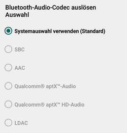 Codecs audio Bluetooth disponibles