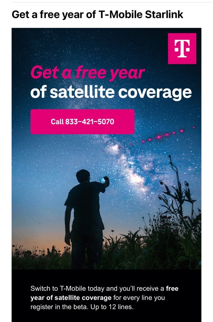 L'offre de couverture satellite gratuite Starlink de T-Mobile