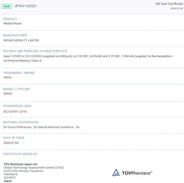 L'Infinix X6962 embarque une batterie relativement importante dans un format à clapet. (Source : FCC, TÜV via MySmartPrice)