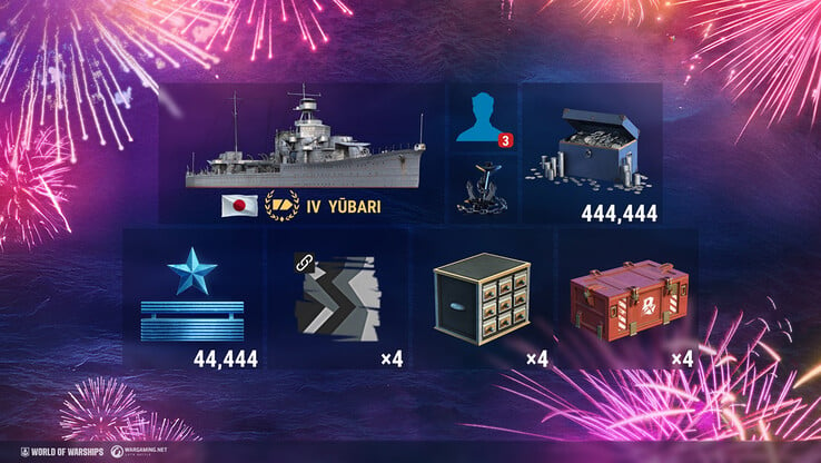 Objets inclus dans le DLC World of Warships - Anniversary Party Favor (Image source : Epic Games Store)