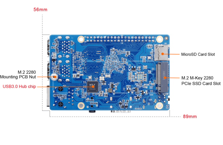 Le SSD est monté à l'arrière. (Source de l'image : Orange Pi)