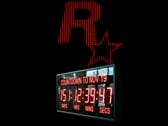 Logo de Rockstar Games avec une horloge indiquant la date de sortie de GTA 6