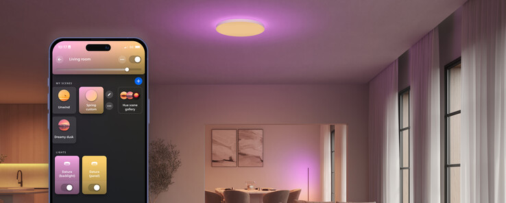 Les plafonniers Philips Hue Datura peuvent être contrôlés via l'application Philips Hue. (Source de l'image : Philips Hue)