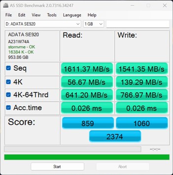 Vérification des performances avec l'ADATA SE920 via USB4