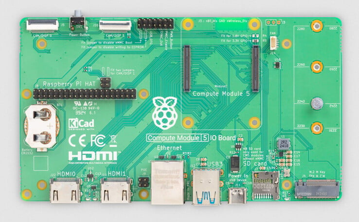 Raspberry Carte d'E/S Pi CM5. (Source de l'image : Raspberry Pi)