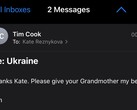 Message de Tim Cook à une employée de Apple concernant sa grand-mère. (Source de l'image : Twitter)