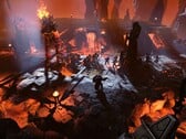 Image montrant un combat contre un géant de feu dans Age of Wonders 4.