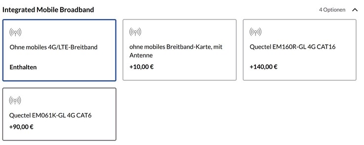 Les options de modem cellulaire proposées