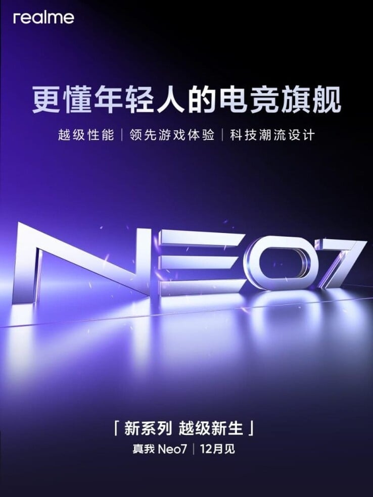 Affiche officielle du Realme Neo 7 (Source de l'image : Weibo)