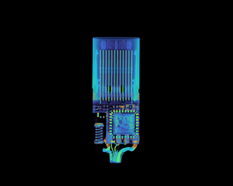 Câble O.MG en tomodensitométrie. (Source de l'image : Lumafield Voyager)