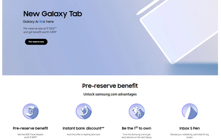 Avantages de la pré-réservation de Galaxy Tab S10 (Source de l'image : Samsung)