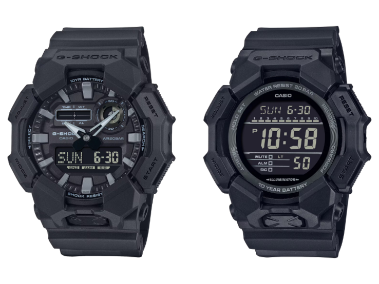 Les montres Casio GA010-1A1 (à gauche) et GD010-1A1 (à droite). (Source de l'image : Casio)