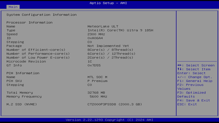 Geekom GT1 Mega - Options du BIOS