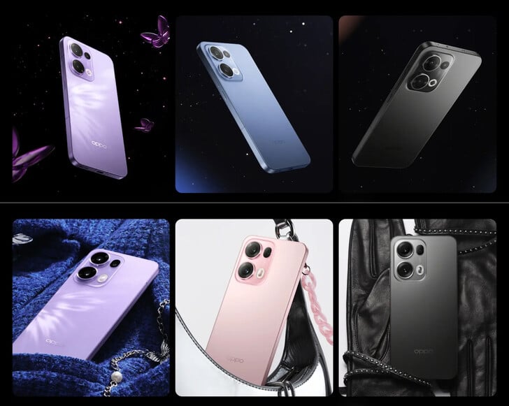 Couleurs de l'Oppo Reno 13 et Reno 13 Pro (Image source : Oppo)