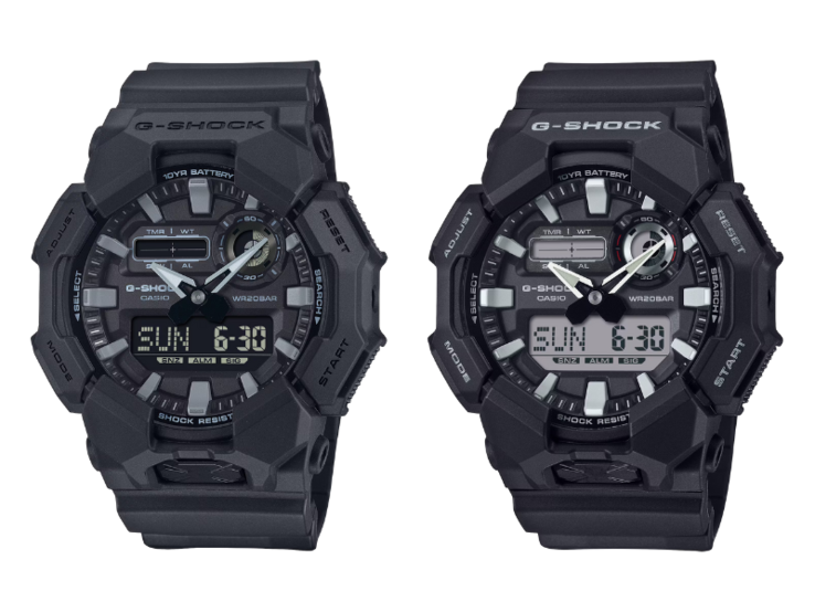 La montre Casio G-Shock GA-010-1A1JF (à gauche) comparée à la montre Casio G-Shock GA-010-1A (à droite). (Source de l'image : Casio)