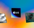 Le Apple M4 devance le Core Ultra 9 285K et le Ryzen 9 9950X dans le benchmark Geekbench 6 Single-Core. (Source des images : Apple, AMD, Intel, Unsplash, édité)