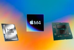 Le Apple M4 devance le Core Ultra 9 285K et le Ryzen 9 9950X dans le benchmark Geekbench 6 Single-Core. (Source des images : Apple, AMD, Intel, Unsplash, édité)