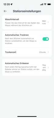 L'intervalle de nettoyage des tampons d'essuyage peut être modifié dans la page de configuration "Station". (Source de l'image : Notebookcheck)