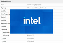 L&#039;Intel Core 7 250H devrait être lancé dans quelques semaines aux côtés de l&#039;Intel Core Ultra 200 series Arrow Lake. (Source de l&#039;image : Intel/Geekbench)