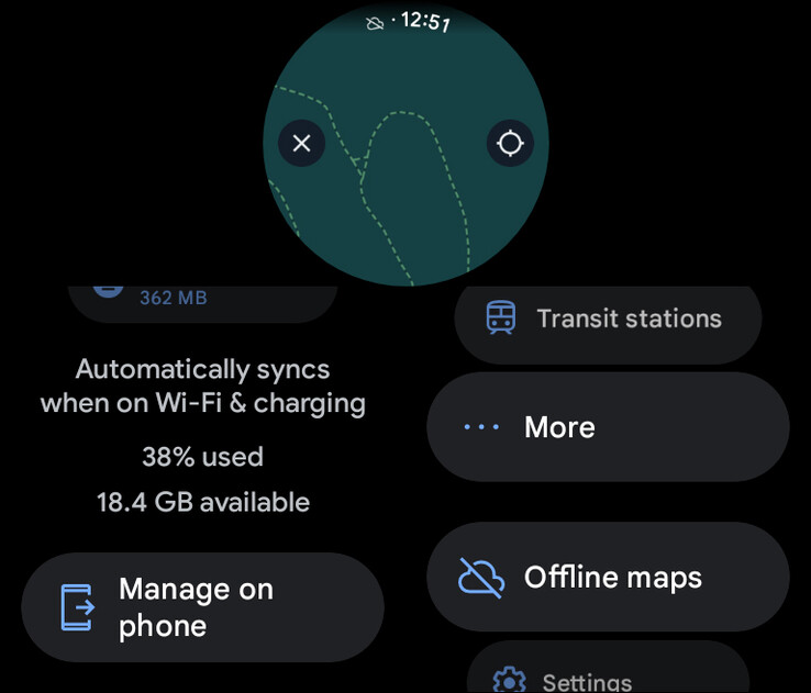 Fonctionnalité de carte hors ligne sur Google Maps pour Wear OS beta 11.140.0701.W (Image source : 9to5Google)