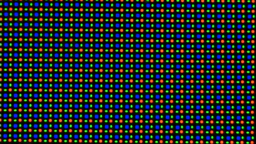 L'écran OLED utilise une matrice de sous-pixels RG/BG composée d'une diode rouge, d'une diode bleue et de deux diodes vertes.