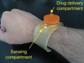 Le MNA (microneedle array), composé du compartiment d'administration du médicament et du compartiment sensoriel. (Source de l'image : Advanced Healthcare Materials)